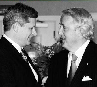 Stephen Harper and Brian Mulroney at a meeting of the ROV (Royal Order of Vampires.)