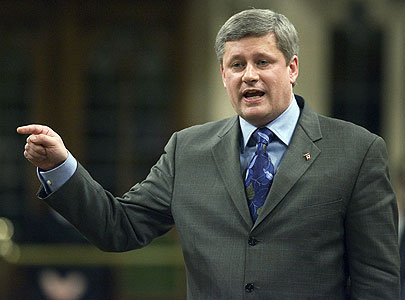 Stephen Harper smuggling a squirrel into the House of Commons