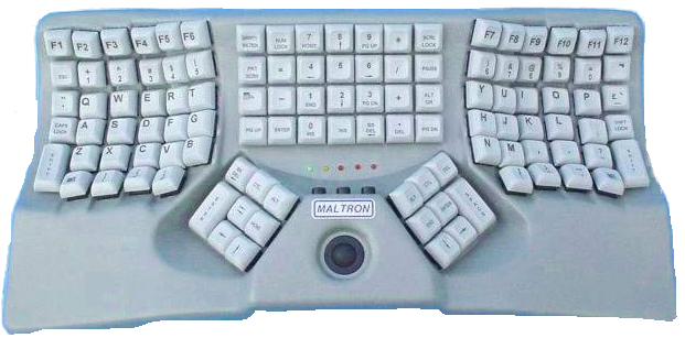 computer keyboard layout. Maltron F-type keyboard layout