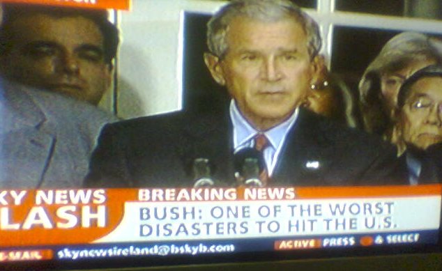 TV shot of Bush as biggest disaster