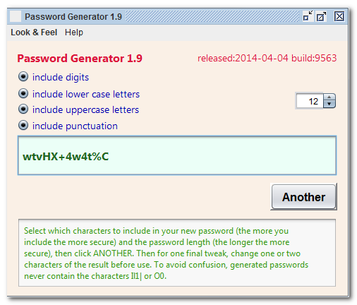 Generates hard-to-guess random passwords.