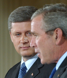 Stephen Harper and George W. Bush